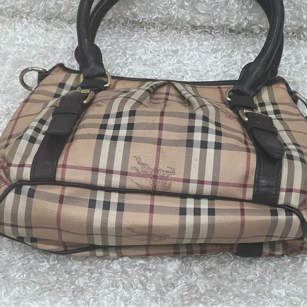 Burberry Northfield Convertible Haymarket Brown Canvas Tote - Picture 7 of 16